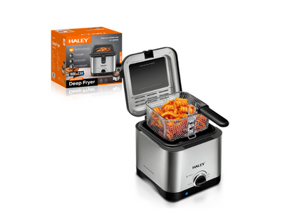 Friteuză electrică HALEY HY-2505, 2.5 L, 1000 W, carcasă inox și plastic termorezistent, argintiu
