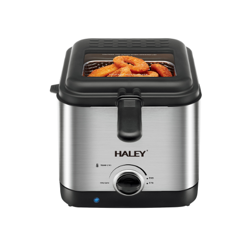 Friteuză electrică HALEY HY-2505, 2.5 L, 1000 W, carcasă inox și plastic termorezistent, argintiu