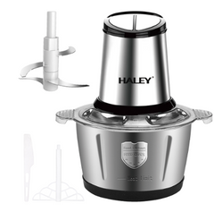 Tocator Universal Electric HY-1220 pentru Carne si Legume, Capacitate 2L, Bol Inox, 4 Lame Premium din Otel Inoxidabil, Motor Puternic 500W