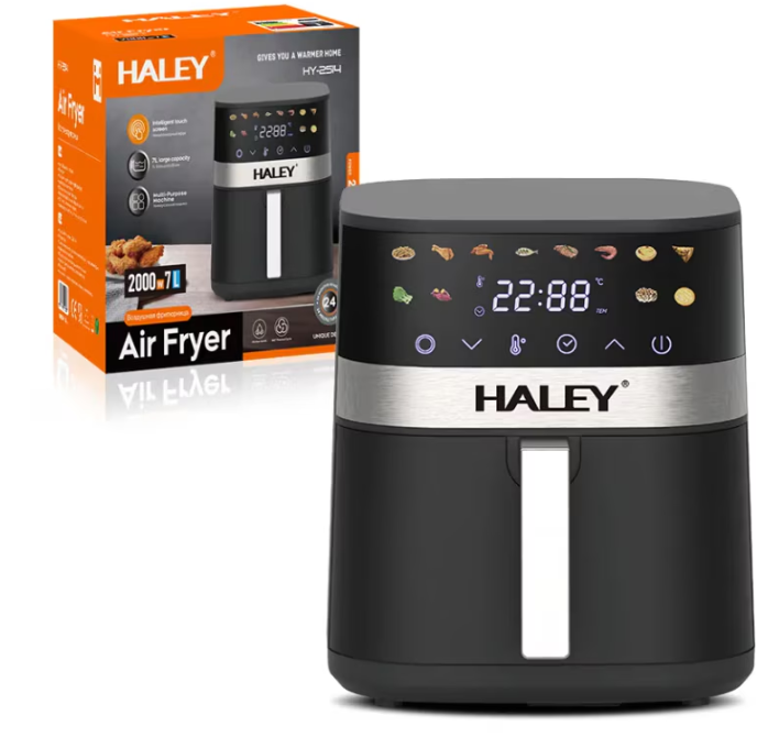 Friteuză cu aer cald HALEY HY-2514, 7 L, 2000 W, control digital, interior antiaderent PFA