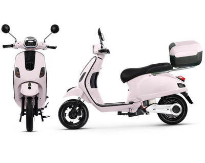 Scuter electric N-MOTO EL3, motor Bosch 1000 W, autonomie 60 km, GPS și aplicație mobilă, roz