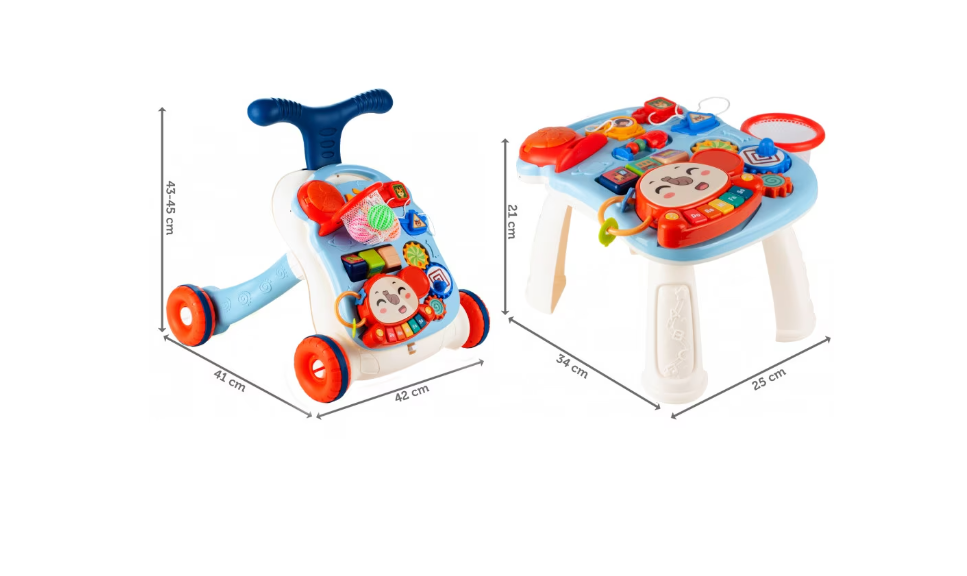 Antemergător bebeluși 6 în 1 BabyElephant, centru de activități, măsuță interactivă, 45 x 41 x 42 cm, turcoaz