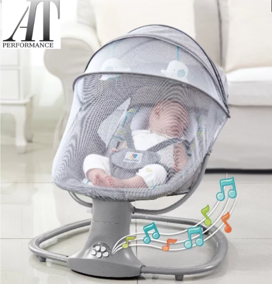 Balansoar electric pentru bebeluși AT Performance, 3 în 1, bluetooth, telecomandă, maxim 18 kg, 0-3 ani
