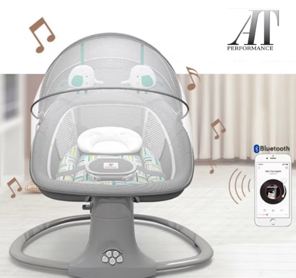 Balansoar electric pentru bebeluși AT Performance, 3 în 1, bluetooth, telecomandă, maxim 18 kg, 0-3 ani