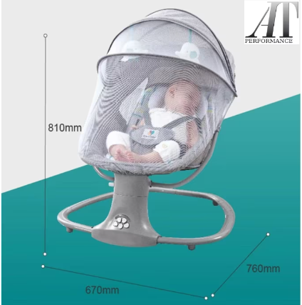 Leagan copii At Performance, Balansoar copii 3 in 1, Electric, cu Plasa Tantari, Perna Detasabila, Jucarii, USB, Bluetooth, Telecomanda, 0-3 ani