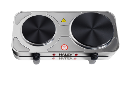 Plită electrică HALEY HY-1893, 2 zone de gătit, 1500 W + 1000 W, oțel inoxidabil, 50x25 cm