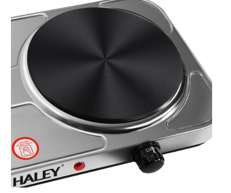 Plită electrică HALEY HY-1893, 2 zone de gătit, 1500 W + 1000 W, oțel inoxidabil, 50x25 cm