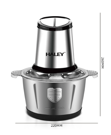 Tocator Universal Electric HY-1220 pentru Carne si Legume, Capacitate 2L, Bol Inox, 4 Lame Premium din Otel Inoxidabil, Motor Puternic 500W