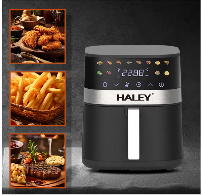 Friteuză cu aer cald HALEY HY-2514, 7 L, 2000 W, control digital, interior antiaderent PFA