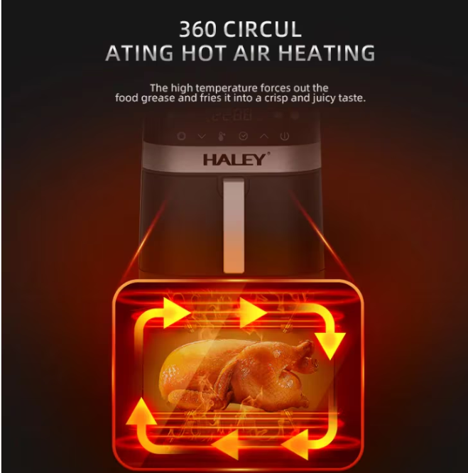 Friteuză cu aer cald HALEY HY-2514, 7 L, 2000 W, control digital, interior antiaderent PFA