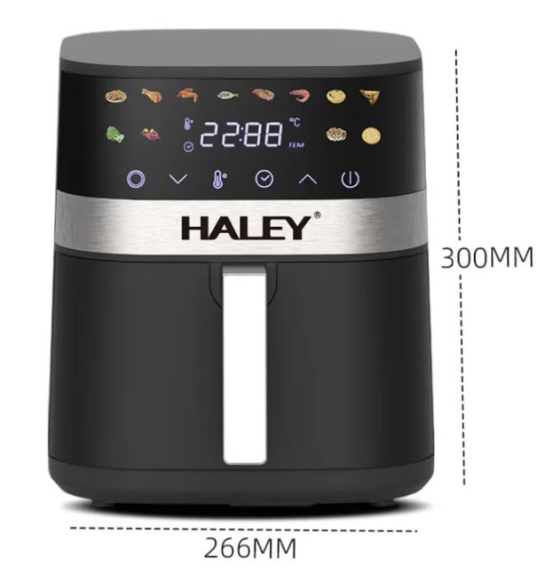 Friteuză cu aer cald HALEY HY-2514, 7 L, 2000 W, control digital, interior antiaderent PFA