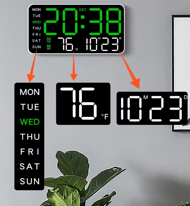 Ceas de perete LED AT PERFORMANCE 6659 – eleganta moderna si functionalitate avansata Verde