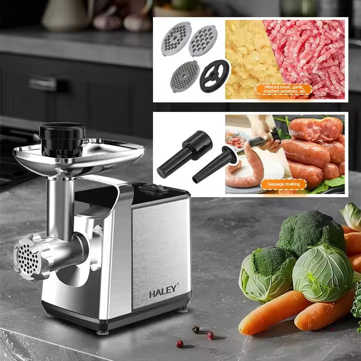 Mașină de tocat carne HALEY HY-1641, 2600 W, 3 kg/min, carcasă din oțel inoxidabil, argintiu