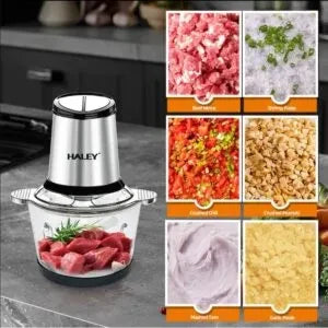 Mașină de tocat carne electrică HALEY HY-1224, vas inox 2 L, carcasă din oțel inoxidabil