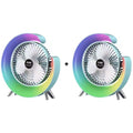 Ventilator portabil AT Performance, set 2 bucăți, LED RGB cu 5 moduri, USB 5V, 3 viteze, rotire 180°, verde