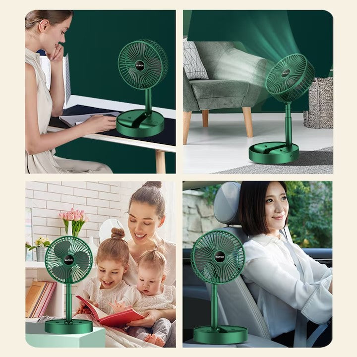 Pachet 2x Ventilator Portabil Telescopic Verde AT PERFORMANCE® – USB, 3 Viteze, Silențios și Reglabil