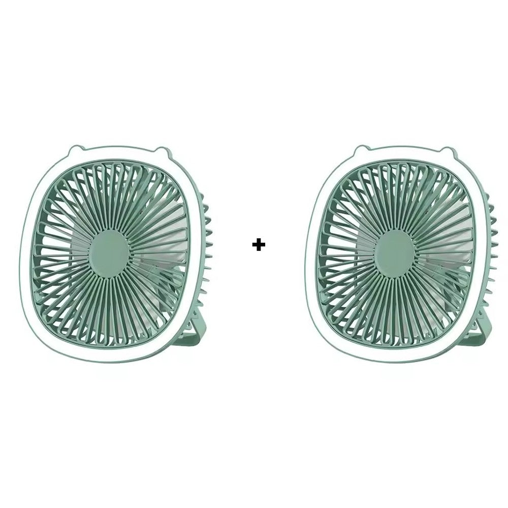 Ventilator de camping portabil AT Performance, set 2 bucăți, USB, 3 viteze, LED, cârlig pliabil