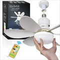 Ventilator de tavan cu LED AT Performance, dulie E27, 6 pale pliabile, 3 viteze, telecomandă, alb