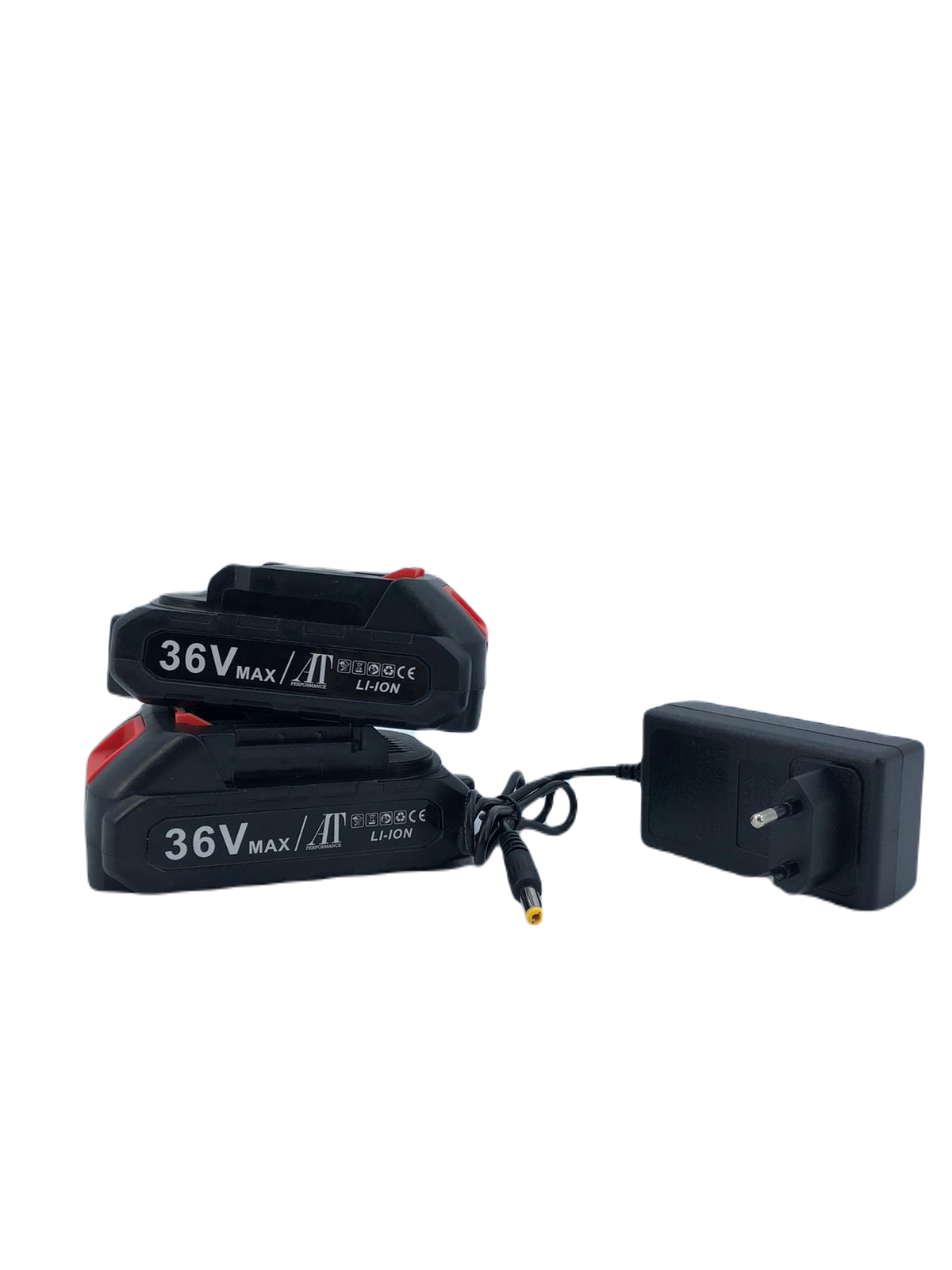 Mini fierăstrău cu lanț AT Performance, 36V, 3000 RPM, lamă 4 inch, 2 acumulatori 8 Ah, LED, negru cu galben