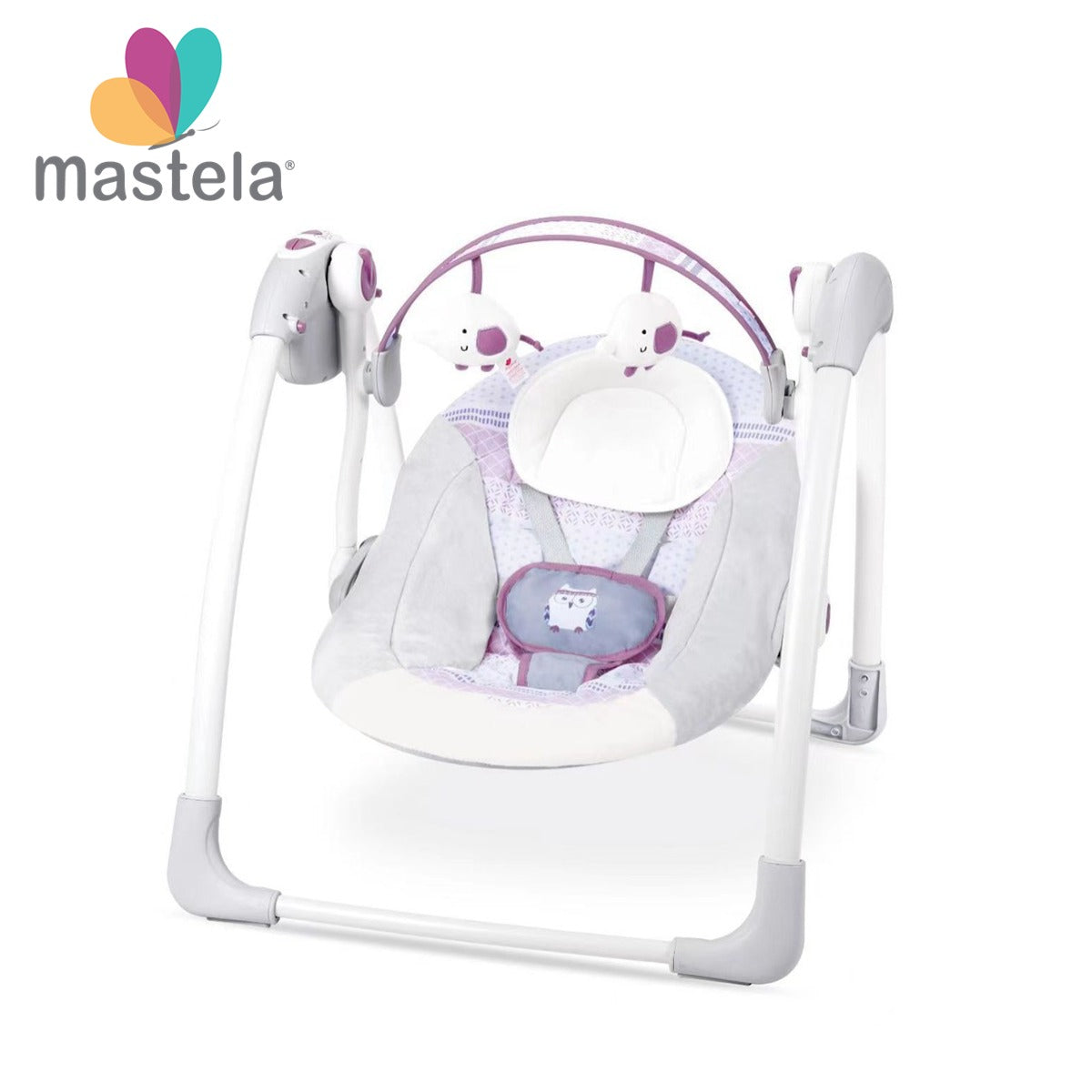 Leagăn electric pentru bebeluși Mastela, 7 melodii, 3 sunete naturale, 2 poziții de scaun, gri
