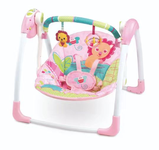 Balansoar electric portabil bebeluși Mastela 6511, 7 melodii, 5 viteze, 3-11 kg, alimentare USB, gri-bej