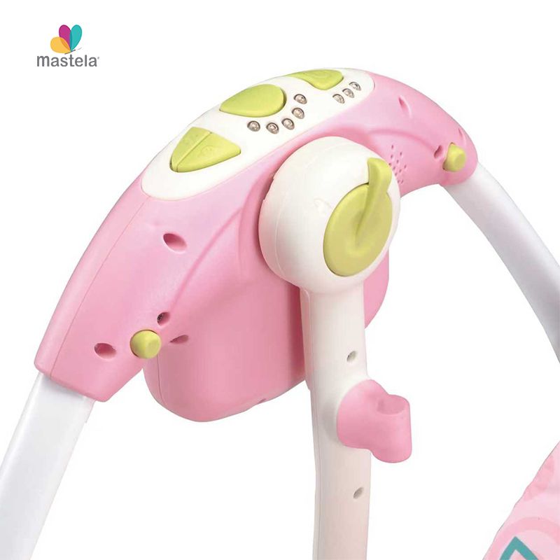 Balansoar electric portabil bebeluși Mastela 6511, 7 melodii, 5 viteze, 3-11 kg, alimentare USB, gri-bej