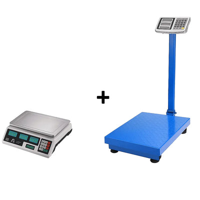 Cântar platformă AT Performance, 350 kg, 40x50 cm, afișaj LCD, plus cântar electronic 40 kg cu acumulator