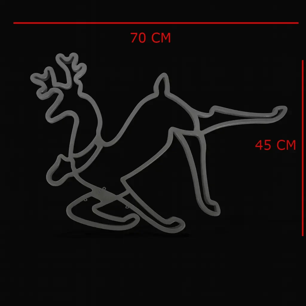 Decorațiune luminoasă ren de Crăciun AT Performance, furtun LED pe 2 fețe, 57 x 50 x 4 cm, alb cald