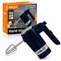 Mixer de mână HALEY HY-1677, 500 W, 5 trepte de viteză, palete și cârlige inox, albastru închis