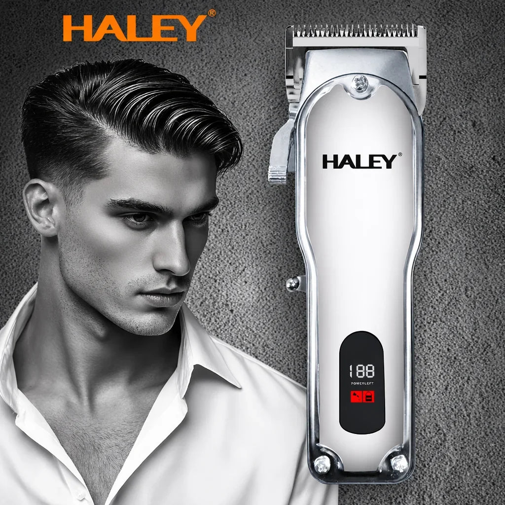 Mașină de tuns HALEY HY-4507, fără fir, afișaj LCD digital, baterie 1800 mAh, autonomie 150 min, lame inox