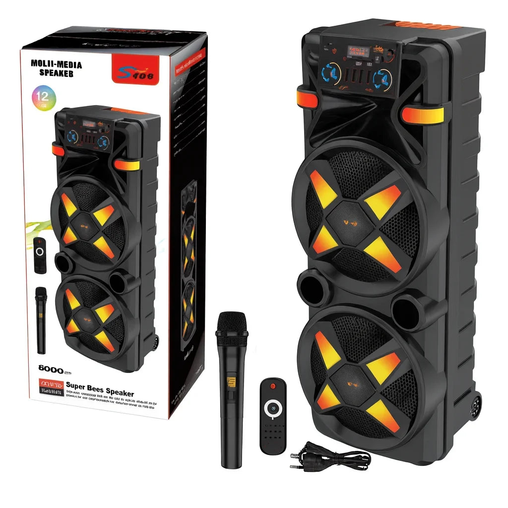 Boxă portabilă AT Performance, 2x12 inch, 80 W, Bluetooth, baterie 6000 mAh, microfon inclus