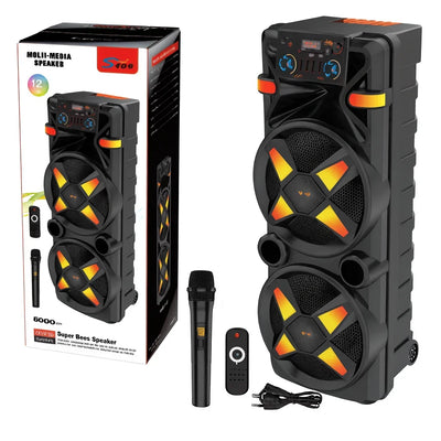 Boxă portabilă AT Performance, 2x12 inch, 80 W, Bluetooth, baterie 6000 mAh, microfon inclus