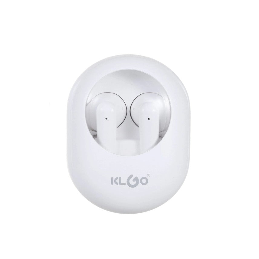 Căști true wireless KLGO, Bluetooth, in-ear, microfon integrat, izolare fonică pasivă, albe