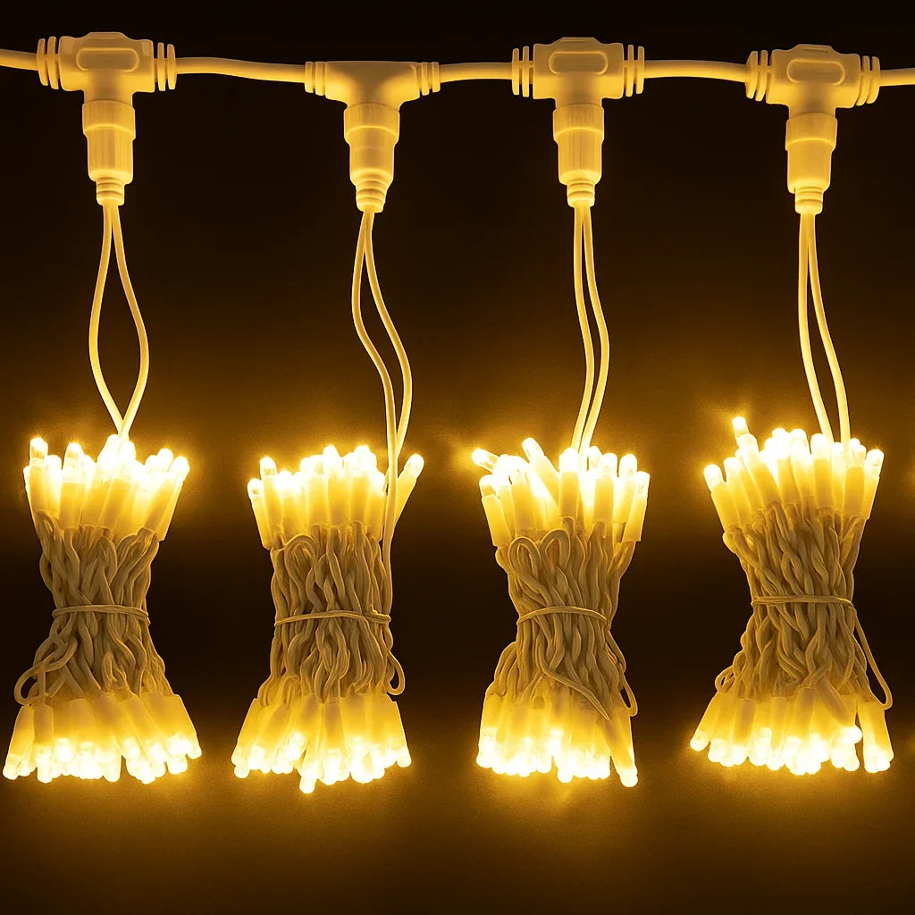Perdea luminoasă LED AT Performance, 3x2 m, 240 LED, IP65, efect curgere, alb cald