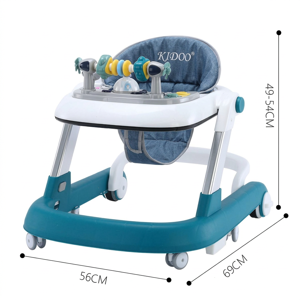Premergător educațional 3 în 1 KIDOO, măsuță și antemergător, de la 6 luni, maxim 25 kg, alb/albastru