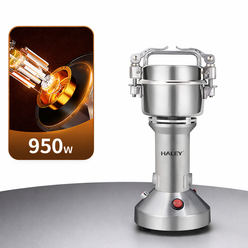 Râșniță electrică HALEY HY-2115, 950 W, 100 g, 28.000 RPM, oțel inoxidabil, argintiu