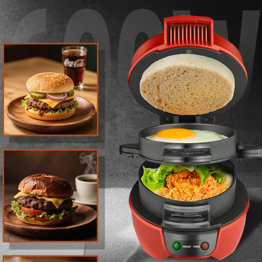 Aparat de burgeri HALEY, 600 W, plăci antiaderente, deschidere 180°, indicator LED