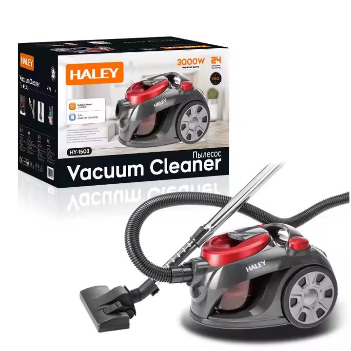 Aspirator cu sac HALEY HY-1503, 3000 W, sac 1,5 L, putere de aspirare peste 200 AW, roșu/negru