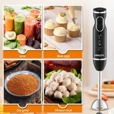 Blender portabil HALEY HY-1119, 400 W, vas inox 0,3 L, 2 viteze, funcție de spumare