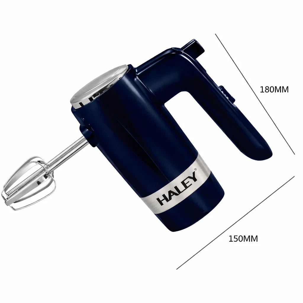 Mixer de mână HALEY HY-1677, 500 W, 5 trepte de viteză, palete și cârlige inox, albastru închis