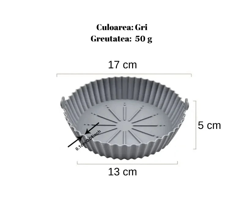 Tavă din silicon pentru air fryer AT Performance, diametru 18,3 cm, gri