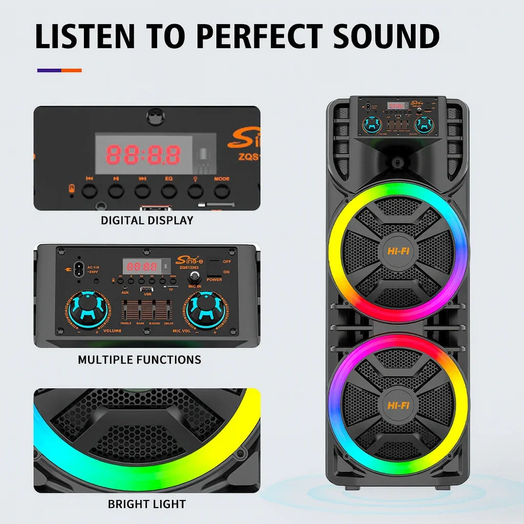 Boxă portabilă AT Performance, 2x12 inch, 80 W, Bluetooth, baterie 6000 mAh, microfon inclus