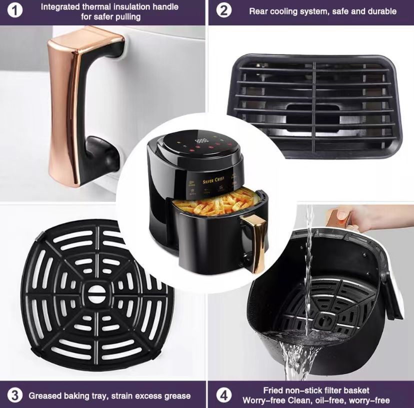 Friteuză cu aer cald AT Performance, 8 L, 2400 W, 8 programe, timer 60 min, negru