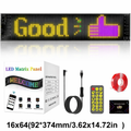 Panou LED matrix RGB AT Performance, 16x64 pixeli, 92x374 mm, alimentare USB, control aplicație și telecomandă