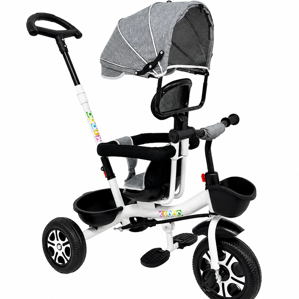 Tricicletă evolutivă KIDOO KD-X06, scaun rotativ 360°, copertină cu protecție UV, roți cauciuc, 9 luni-6 ani