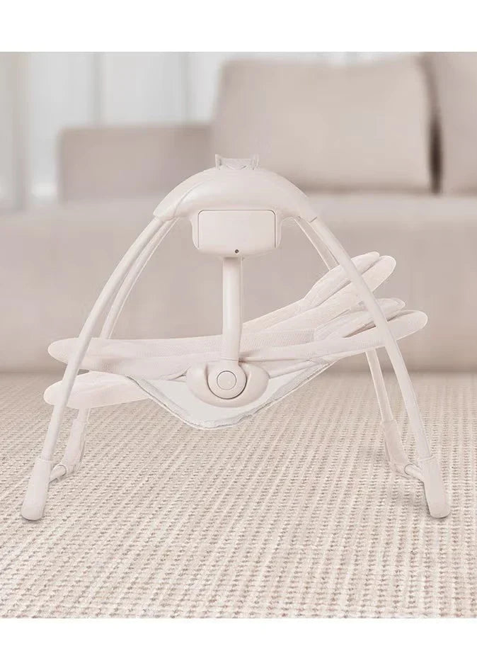 Balansoar electric portabil bebeluși Mastela 6511, 7 melodii, 5 viteze, 3-11 kg, alimentare USB, gri-bej