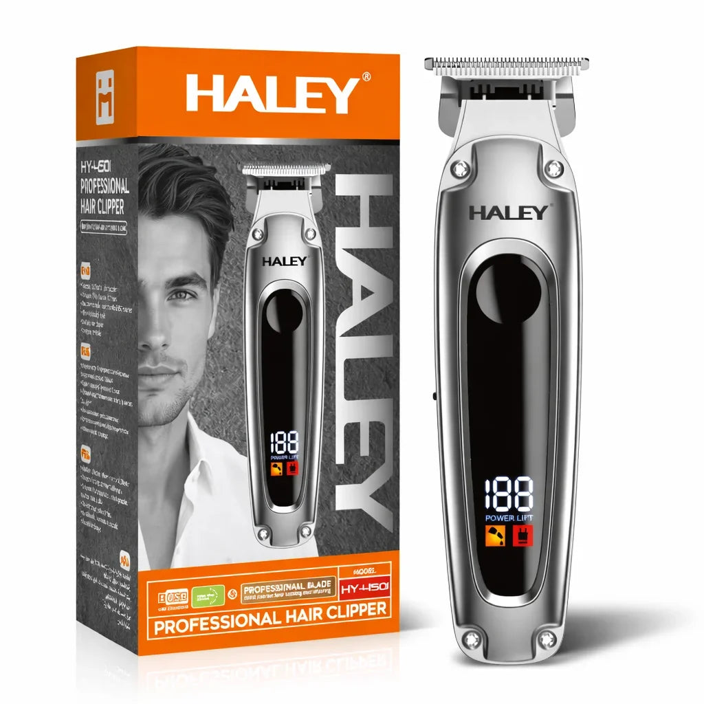 Mașină de tuns profesională HALEY HY-4501, afișaj LCD, baterie 1200 mAh, autonomie 150 min, încărcare USB