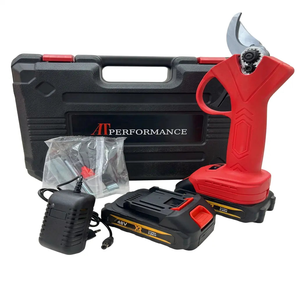 Foarfecă electrică fără fir AT Performance, 2 acumulatori 5000 mAh, lamă oțel carbon, roșu
