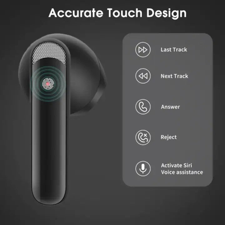 Căști wireless Tusy Store HK-55BL, Bluetooth 5.3, control tactil, autonomie 3-4 ore, difuzor 13 mm
