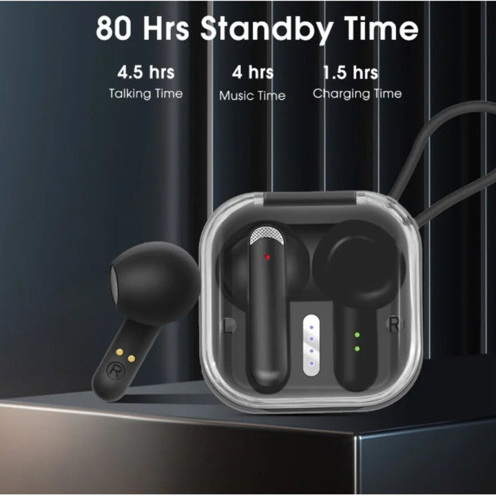 Căști wireless Tusy Store HK-55BL, Bluetooth 5.3, control tactil, autonomie 3-4 ore, difuzor 13 mm